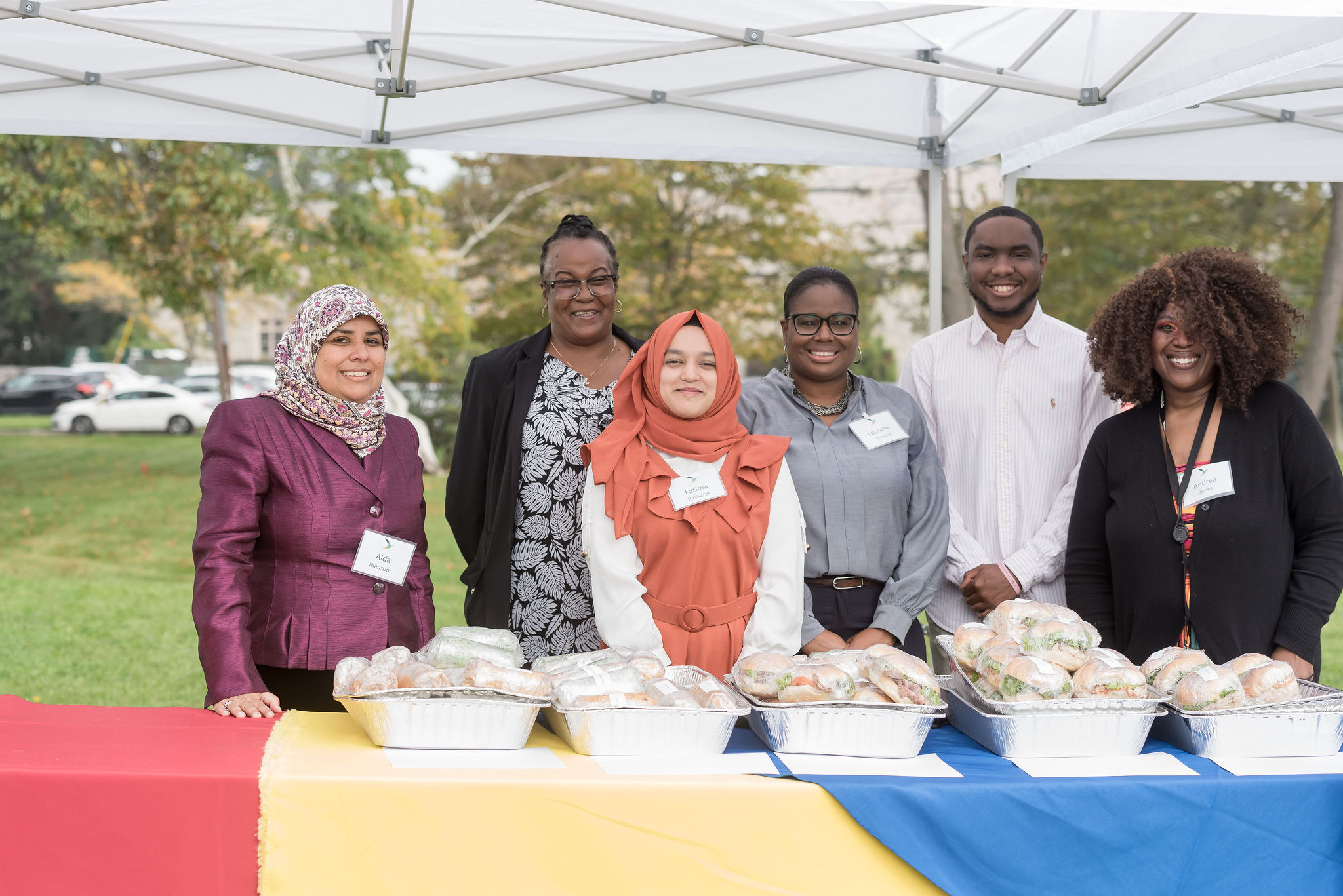 Group tending the lunch tent