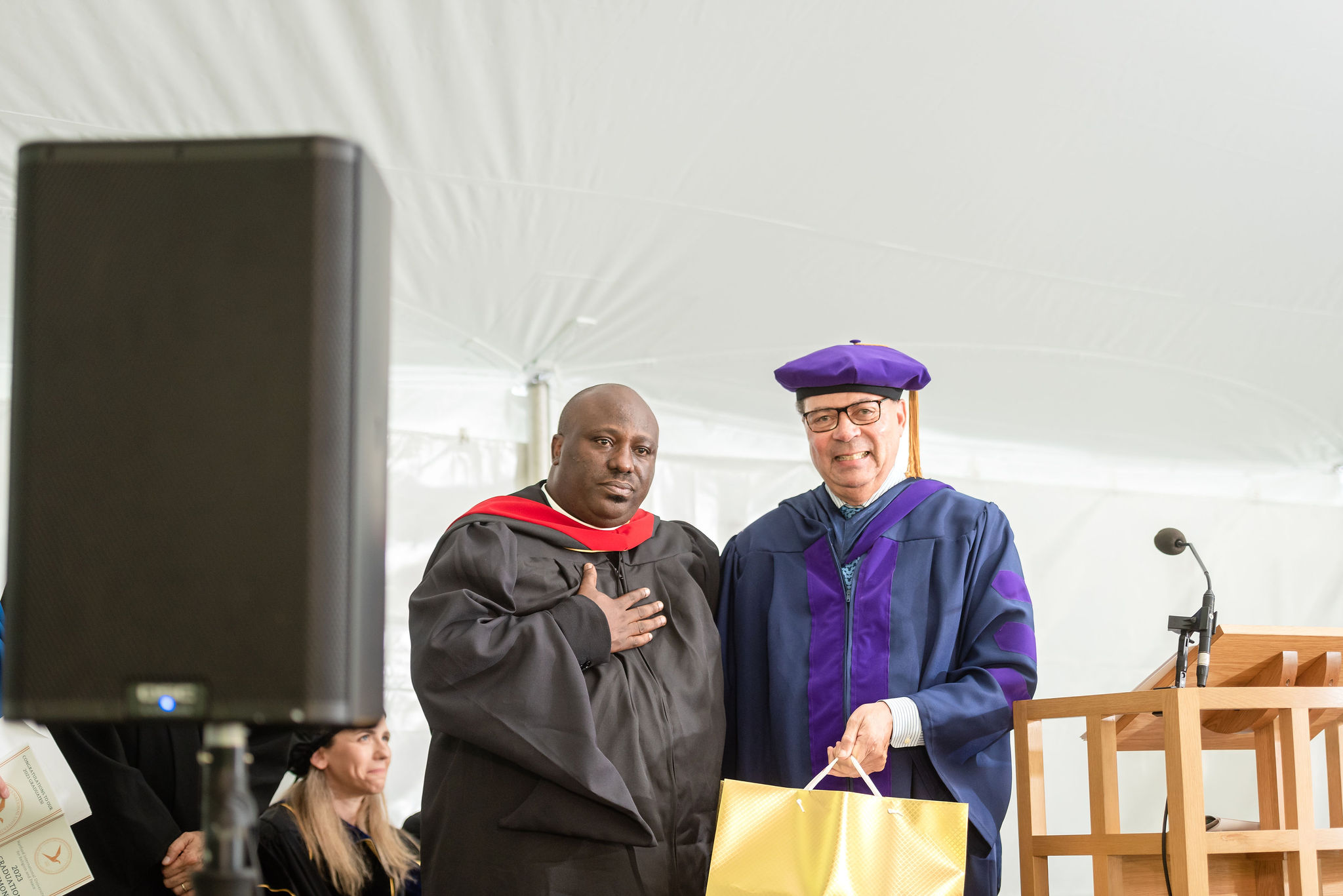 Man receiving gift bag