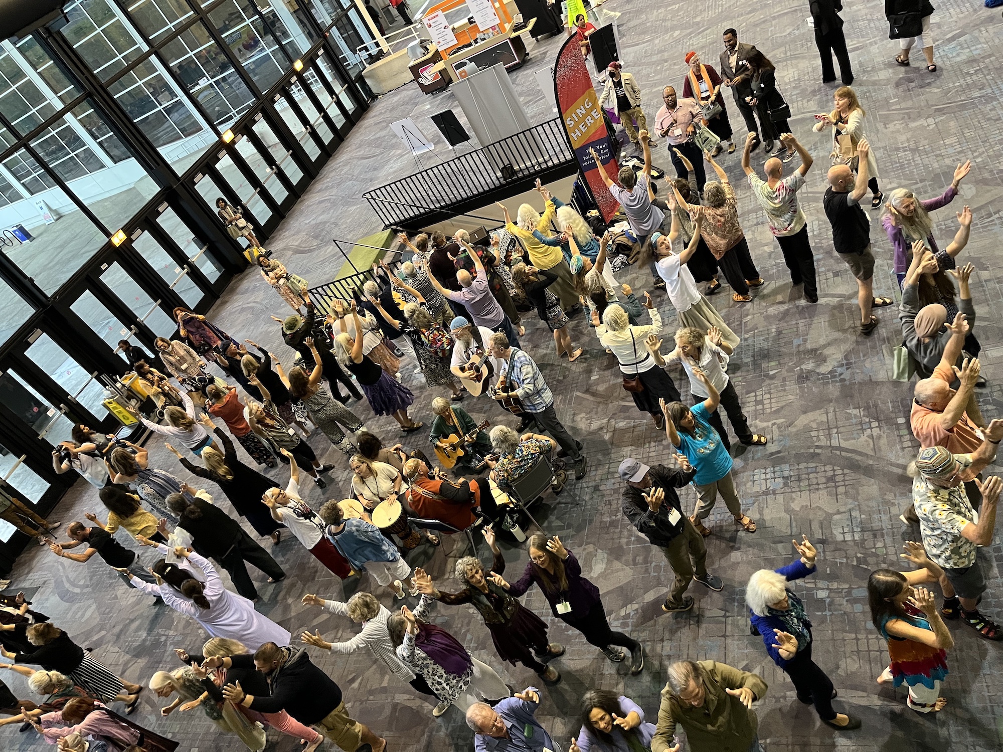 Dancing group shot from above