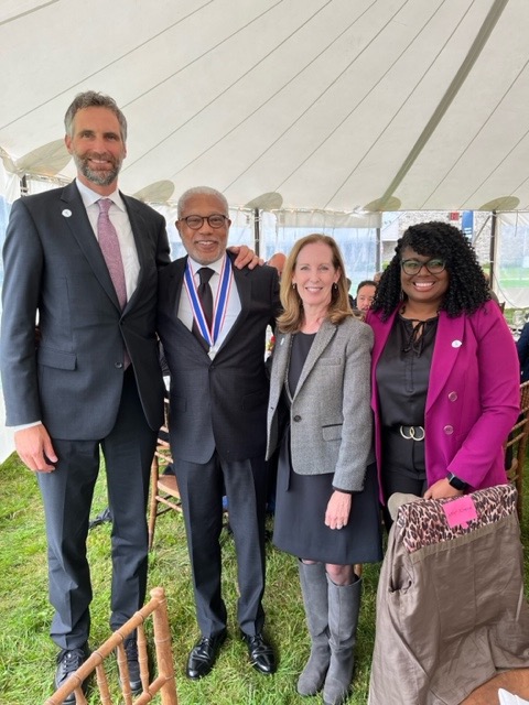 President Lohr, Walter Fluker, Susan Schoenberger and Lorraine Ryan