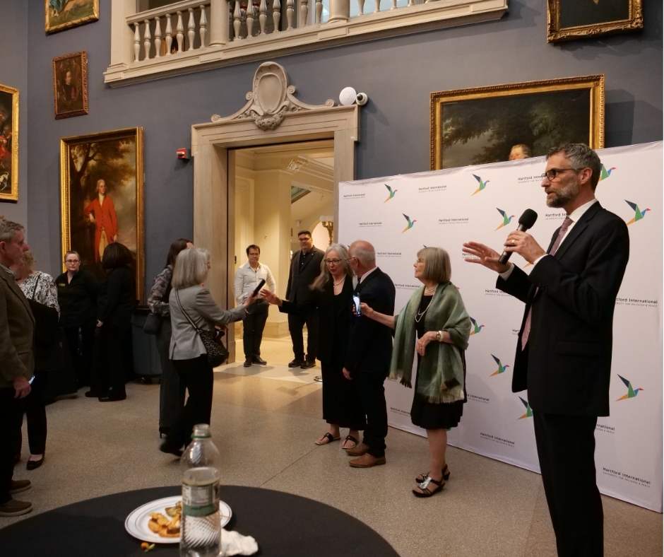 Joel Lohr speaking at reception