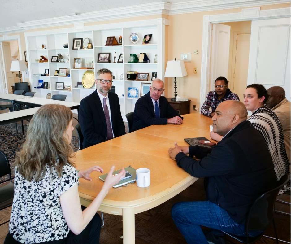 Group sitting around a table