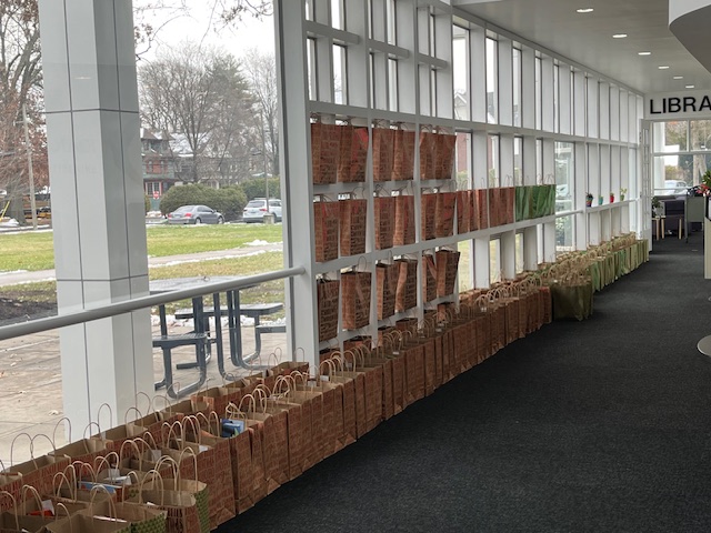 Gift bags in the windows