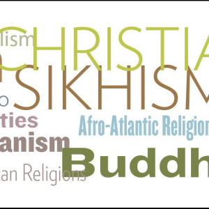 graphic image with names of various religions
