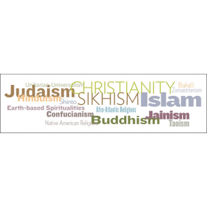 graphic image with names of various religions