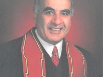 Man wearing minister robes